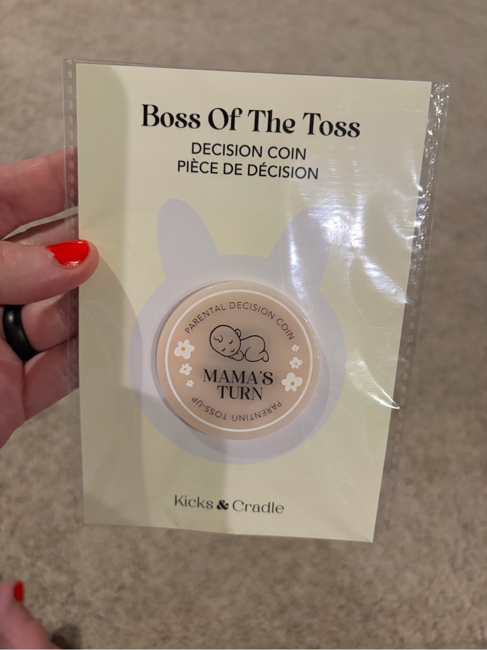 NEW Kicks & Cradle Boss of the Toss Mama’s Turn Decision Coin Mom Gift